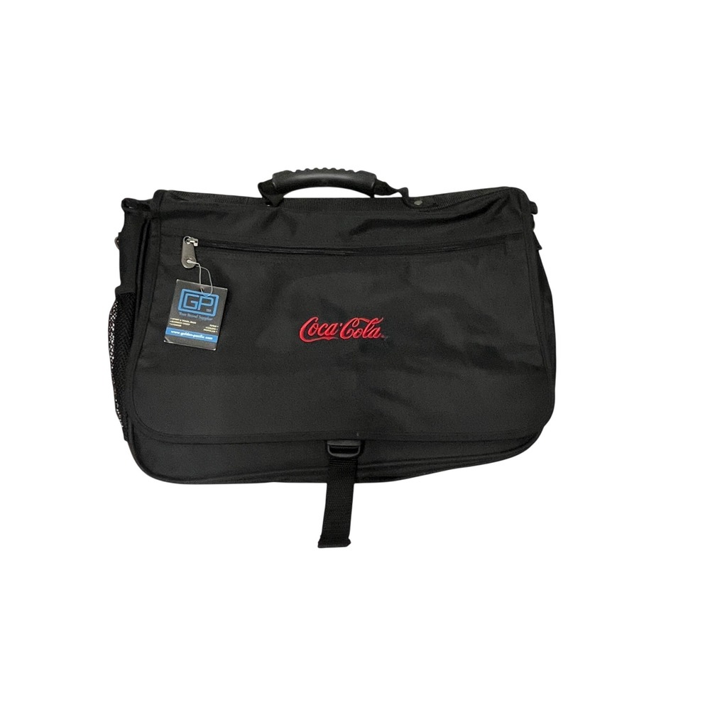 Coca-Cola Messenger Bag Black Red Logo Laptop Briefcase Golden Pacific 7023K NEW